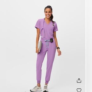 Figs Catarina Scrub Top Lilac Dawn Size XL